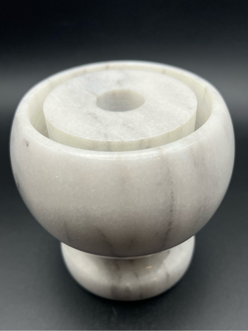 ⭐️ Vintage Gailstyn Sutton White Gray Marble Pedestal Taper Candle Holder 3.5"